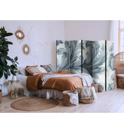 Paravan - Stone Baroque Ornaments in Light Shades of Gray and Blue