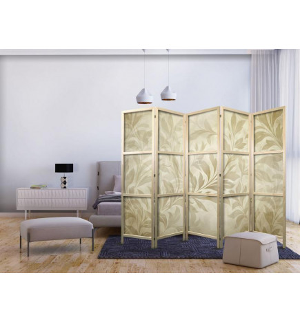 Paravan japonez - Botanical Motif with Leaves and Vines in Sandy Colors