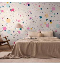 Papier peint - Dots Speckles and Splatters Multicolored Cheerful Pattern on a Light Pink Background
