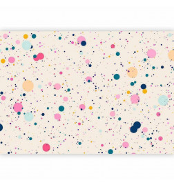 Fototapeet - Dots Speckles and Splatters Multicolored Cheerful Pattern on a Light Pink Background