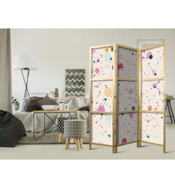 Japāņu aizslietnis - Dots - Spots and Splashes Multicolored - Cheerful Pattern on a Light Pink Background
