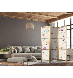 Paravento giapponese - Dots - Spots and Splashes Multicolored - Cheerful Pattern on a Light Pink Background