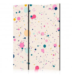 Room Divider - Dots - Spots and Splashes Multicolored - Cheerful Pattern on a Light Pink Background