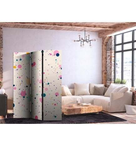 Room Divider - Dots - Spots and Splashes Multicolored - Cheerful Pattern on a Light Pink Background