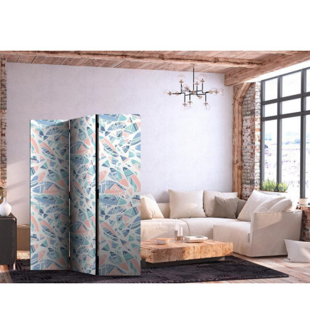 Room Divider - Fish in Minimalist Style - Fish in Aztec Style in Pastel Color Shades on a White Background