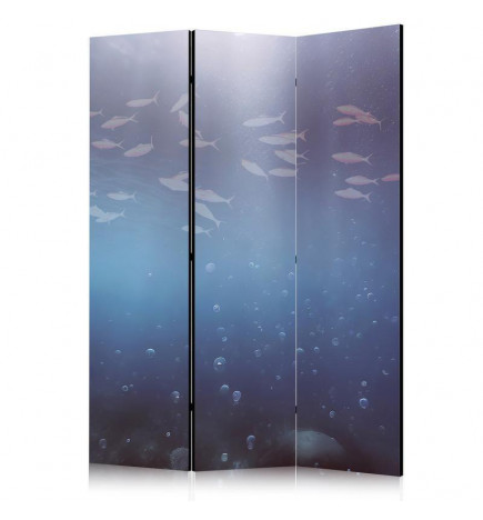 Sirm - School of Small Fish - Illuminated Oceanic Depth in Shades of Navy Purple and Gray with a Shoal of Tiny Fish