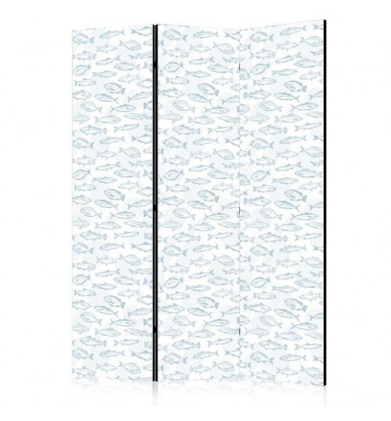 Paravan - Blue Fish - Blue Outlines of Various Species of Fish on a White-Blue Background