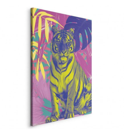 Quadro - Colorful Tiger - Intense Colors of a Tiger Surrounded by Tropical Plants