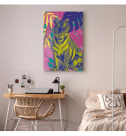 Taulu - Colorful Tiger - Intense Colors of a Tiger Surrounded by Tropical Plants