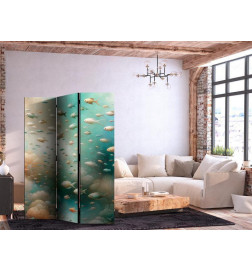 Room Divider - Spectacular Underwater Landscape - Fish in an Underwater World in Turquoise Blue Beige and Delicate Orang