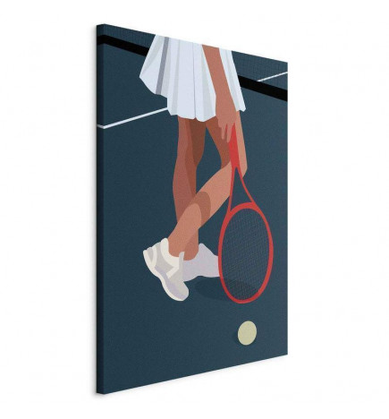 Leinwandbild - Female Tennis Player With a Red Racket on the Court - Graphics