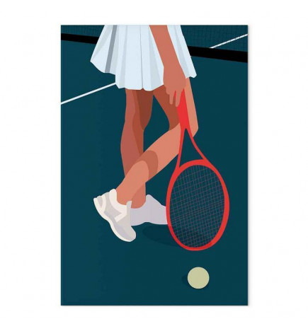 Cuadro - Female Tennis Player With a Red Racket on the Court - Graphics