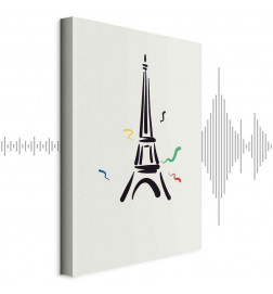 Seinapilt - Black Graphic Drawing of the Eiffel Tower on a Cream Background