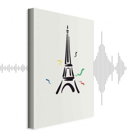 Taulu - Black Graphic Drawing of the Eiffel Tower on a Cream Background