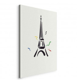 Schilderij - Black Graphic Drawing of the Eiffel Tower on a Cream Background