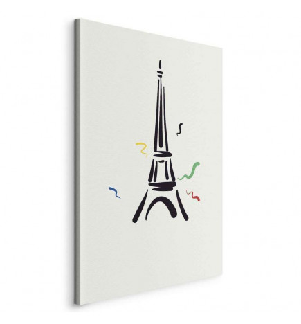 Slika - Black Graphic Drawing of the Eiffel Tower on a Cream Background