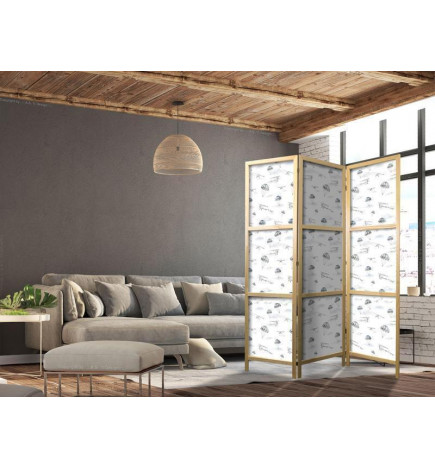 Japonska pregrada - Watercolor - Airplane Show on a Bright Sky with Delicate Clouds