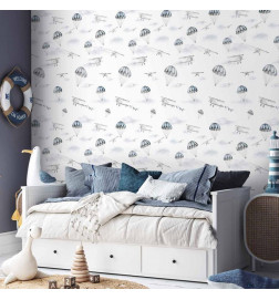 Papel de parede - Watercolor - Airplane show on a bright sky with delicate clouds