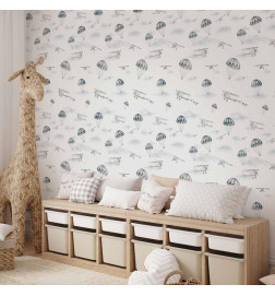 Wallpaper - Watercolor - Airplane show on a bright sky with delicate clouds