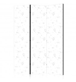 Paravan - Watercolor - Airplanes and Balloons Painted on a White Sky Background