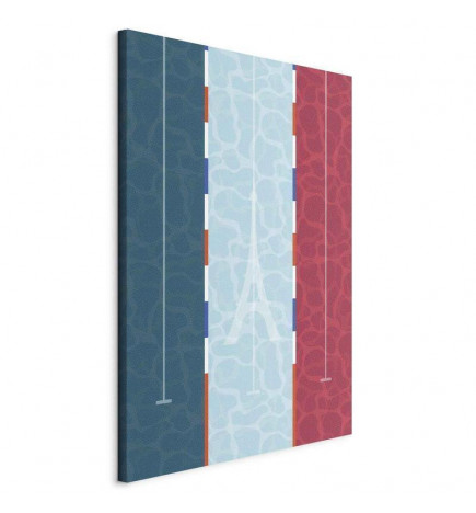 Leinwandbild - Graphic Illustration of a Swimming Pool Against the Backdrop of the French Flag