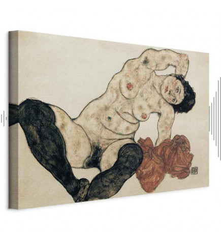 Leinwandbild - Egon Schiele – Liegender Akt mit gelbem Handtuch
