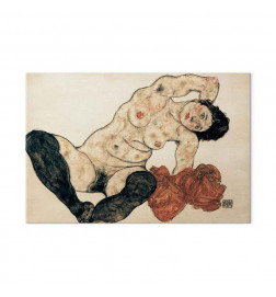 Schilderij - Egon Schiele – Liegender Akt mit gelbem Handtuch