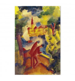 Paveikslas - August Macke – Men on the Road by the Lake