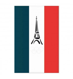 Schilderij - French Flag With Graphic Eiffel Tower