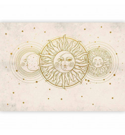 Fototapete - Golden Sun and Moon - Artistic Illustration in Retro Style
