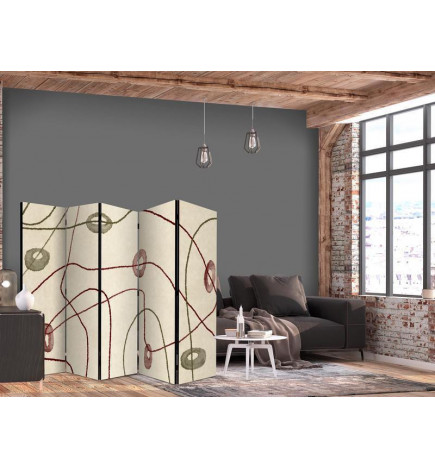 Room Divider - Labyrinth with Beads - Minimalist Abstraction on a Worn Background