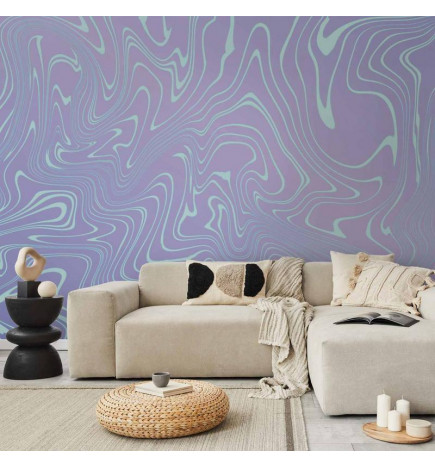 Fotobehang - Sea Abstraction - Intriguing Composition of Wavy Shapes in Shades of Blue