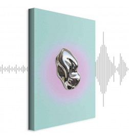 Glezna - Metallic Form - Abstract Sculpture on a Mint Background with a Purple Halo
