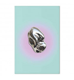 Quadro - Metallic Form - Abstract Sculpture on a Mint Background with a Purple Halo