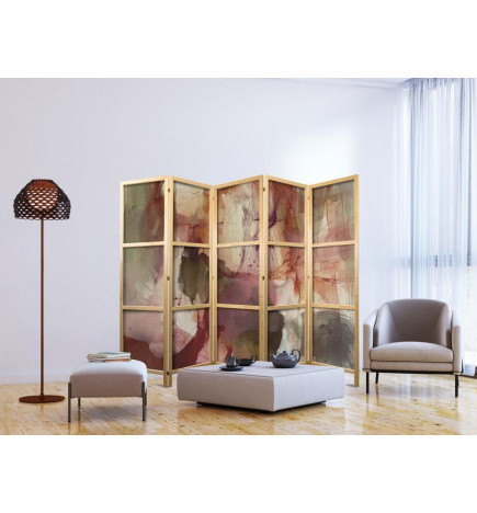 Paravento giapponese - Rose Abstraction - Spilled Watercolor Paint in Spring Colors