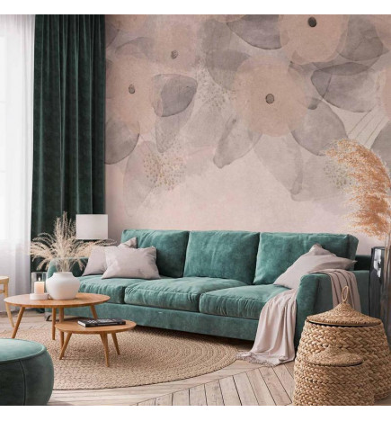 Wall Mural - Minimalist meadow - patterns on a delicate beige textured background