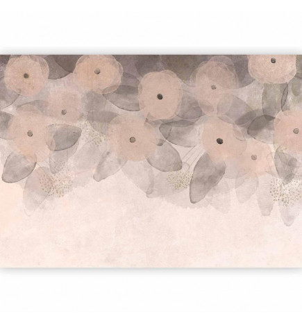 Fotobehang - Minimalist meadow - patterns on a delicate beige textured background