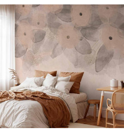 Fotomural - Minimalist meadow - patterns on a delicate beige textured background