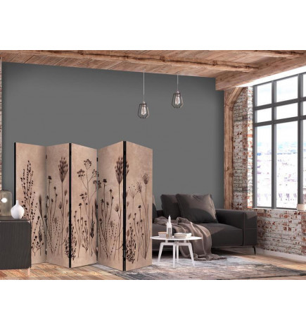 Paravento - Plant Vintage - Delicate Field Flowers on a Background in Lime Wash Technique