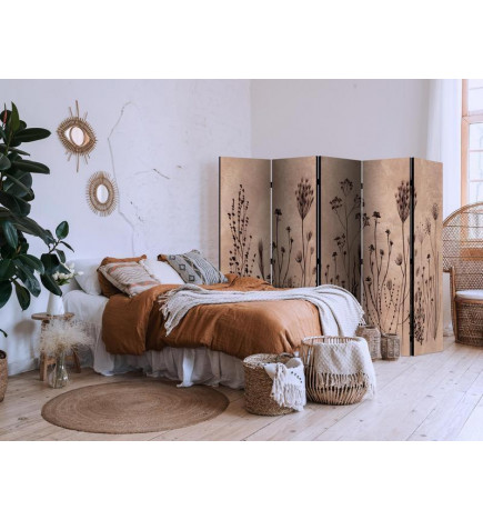 Paravento - Plant Vintage - Delicate Field Flowers on a Background in Lime Wash Technique