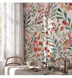 Mural de parede - Leaves of Red Berries