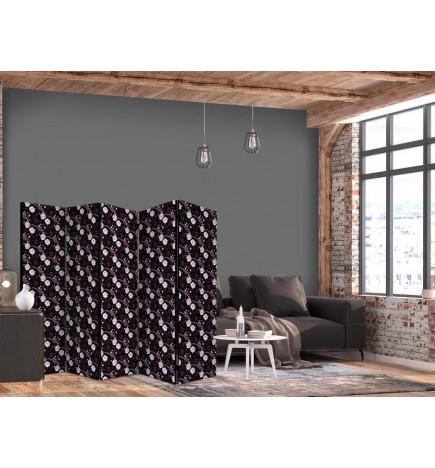 Room Divider - Birds Among Flowers - Pheasants Surrounding Peonies - Purple