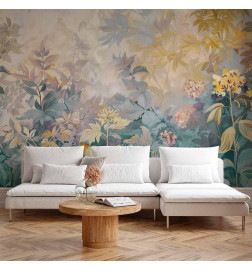 Wall Mural - Tapestry Pattern with a Meadow and Flowers Kilim with a Spring Motif