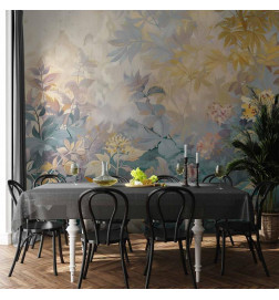 Mural de parede - Tapestry Pattern with a Meadow and Flowers Kilim with a Spring Motif