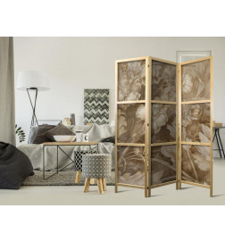 Jaapani sirm - Carved Baroque Ornaments - Rich Composition in Sepia Colors