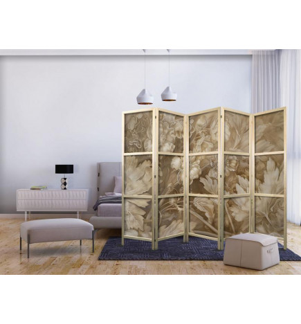Paravento giapponese - Carved Baroque Ornaments - Rich Composition in Sepia Colors
