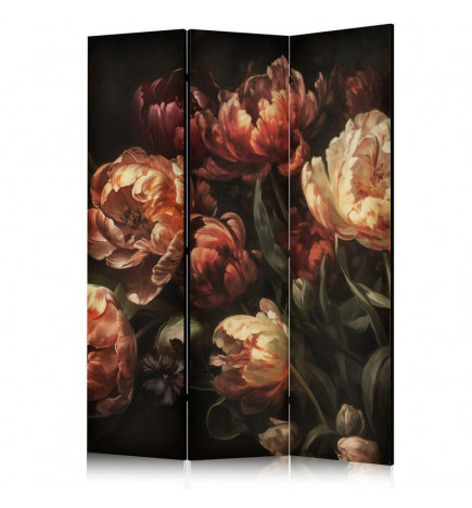 Pertvara - Magnificent Tulips - Bouquet of Flowers in Red and White on a Black Background