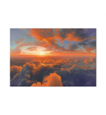 Schilderij - When Dawn Tickles the Clouds: A Spectacle of Colors on the Morning Sky