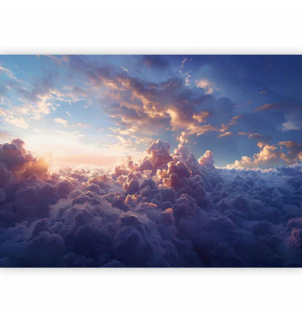 Fototapeet - The Sun in Hiding: The Golden Face of the Sky Over a Cloudy Sea