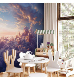 Mural de parede - The Sun in Hiding: The Golden Face of the Sky Over a Cloudy Sea